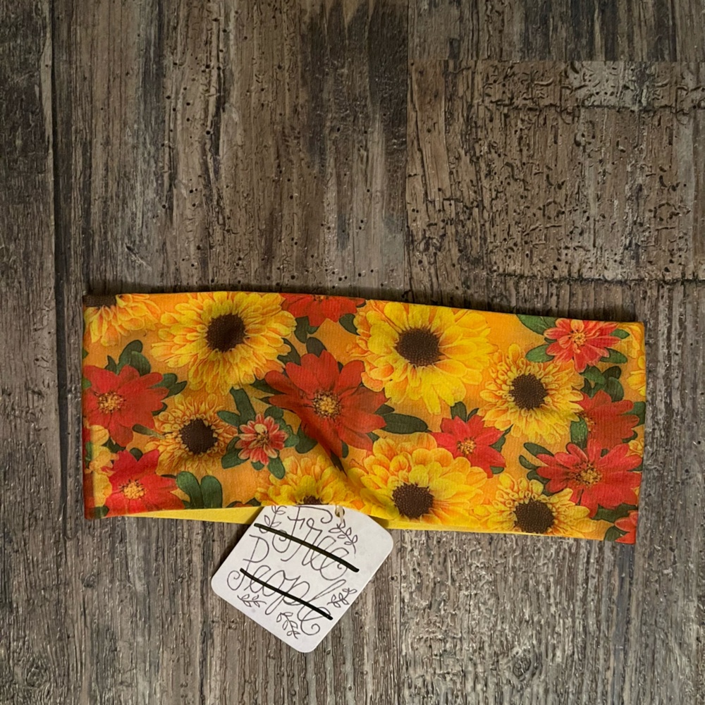 Free People Floral Sunflower Wide Headband in Yellow & Orange